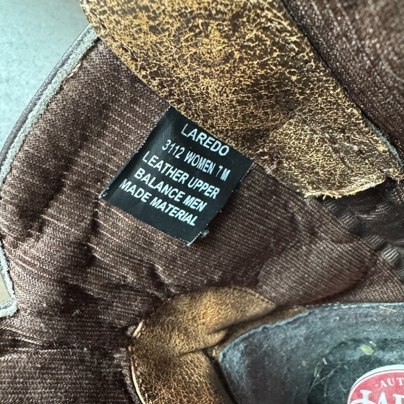 Laredo Blameless Distressed Ankle Western Cowboy Boots - Size 7 - EUC - Brown - Picture 8 of 10